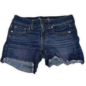 Y2K American Eagle Women’s Size 4 Shortie Shorts Jean Dark Wash Stretch #2327